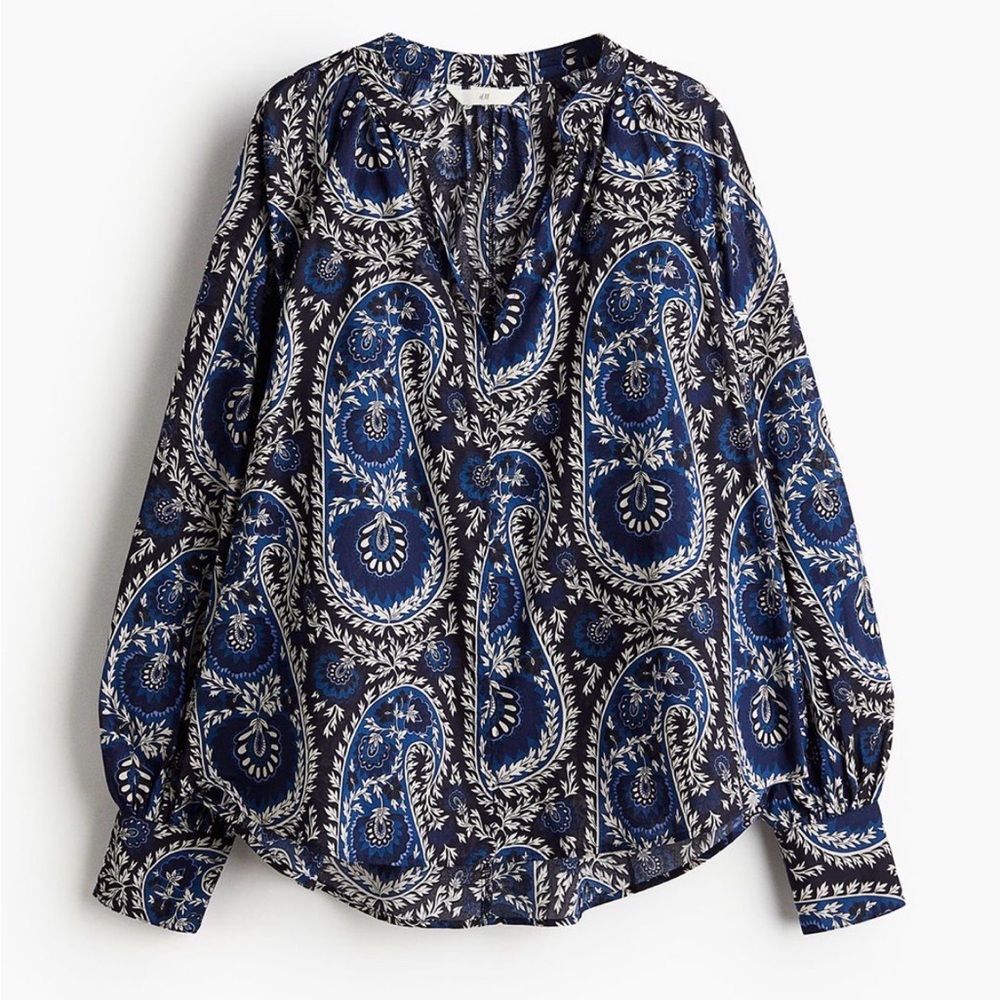 H&M Blue and White Paisley Blouse